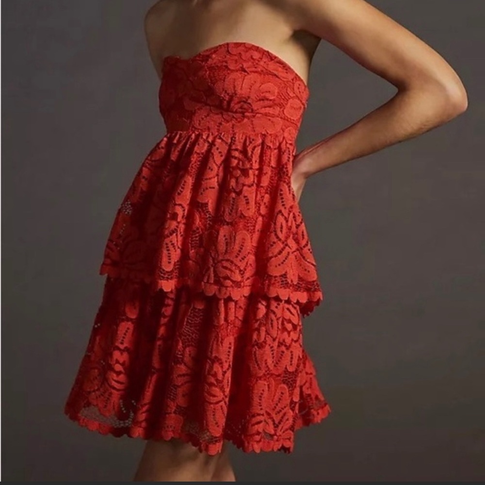Anthropologie red mini dress